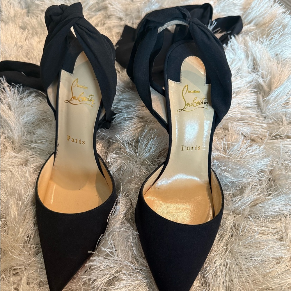Christian Louboutin Douce Du Desert Ankle Tie Stiletto Black - Picture 5 of 6